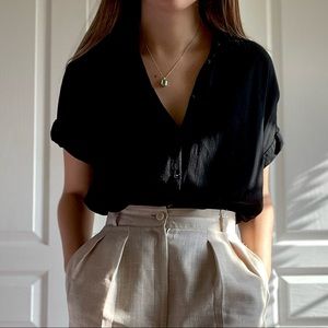 Madewell Central Drapey Shirt in True Black